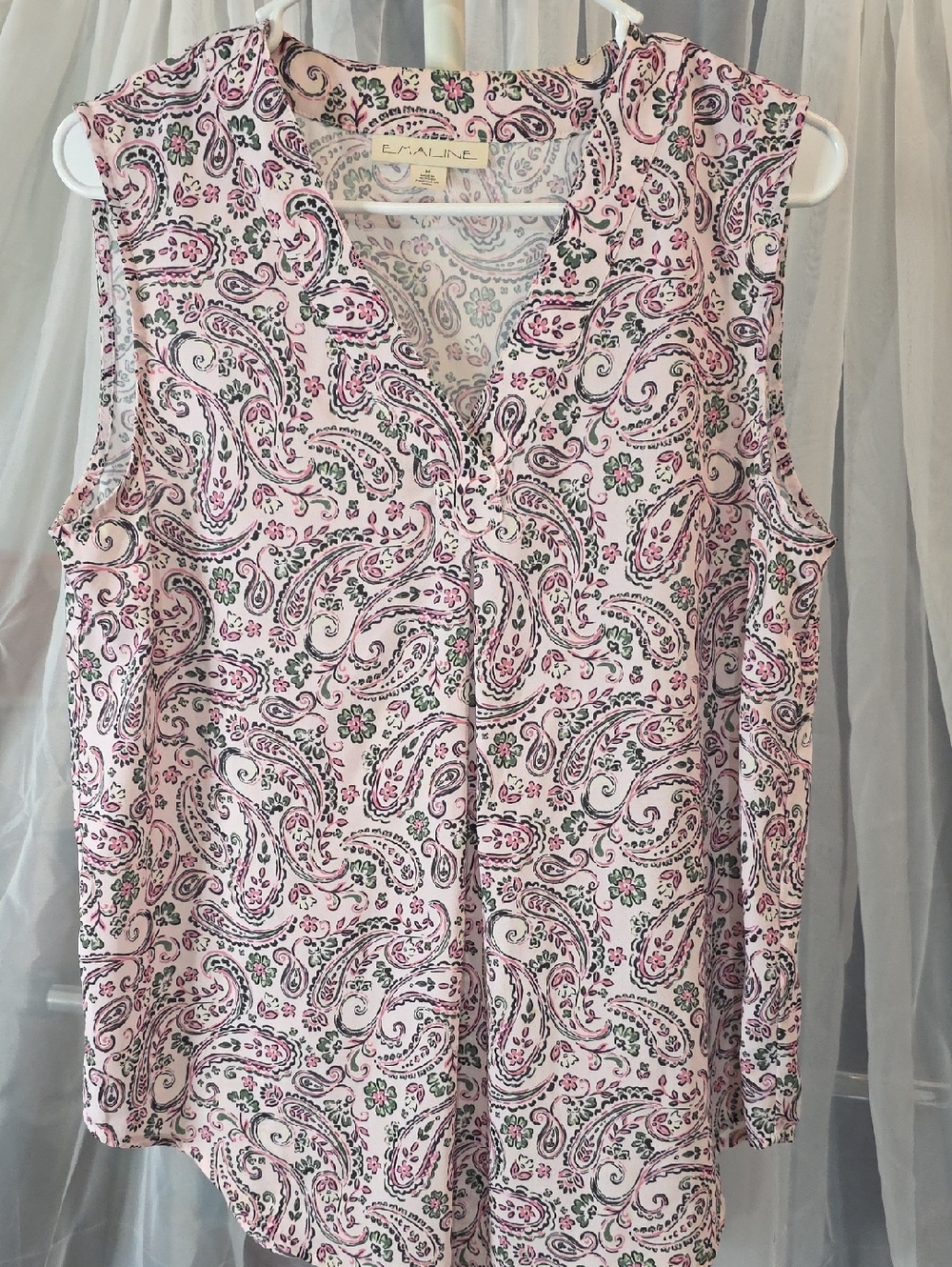 #244 Talbots Pink Paisley Sleeveless V-Neck Camisole